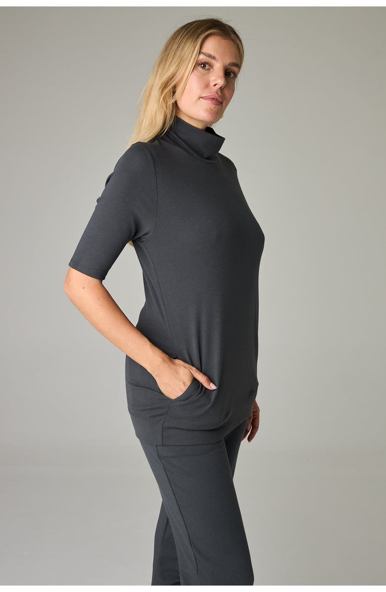 eavolu Acadia Aspen Eco-Luxe Rib Short-Sleeve Top - Ultra-Luxe Flow, Alternate, color, Slate