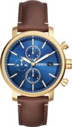 Fossil Rhett Leather Strap Watch, 43mm