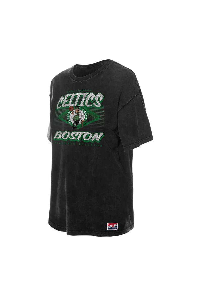 Women's New Era  Black Boston Celtics Throwback Mineral Wash Oversized T-Shirt, Alternate, color, Black