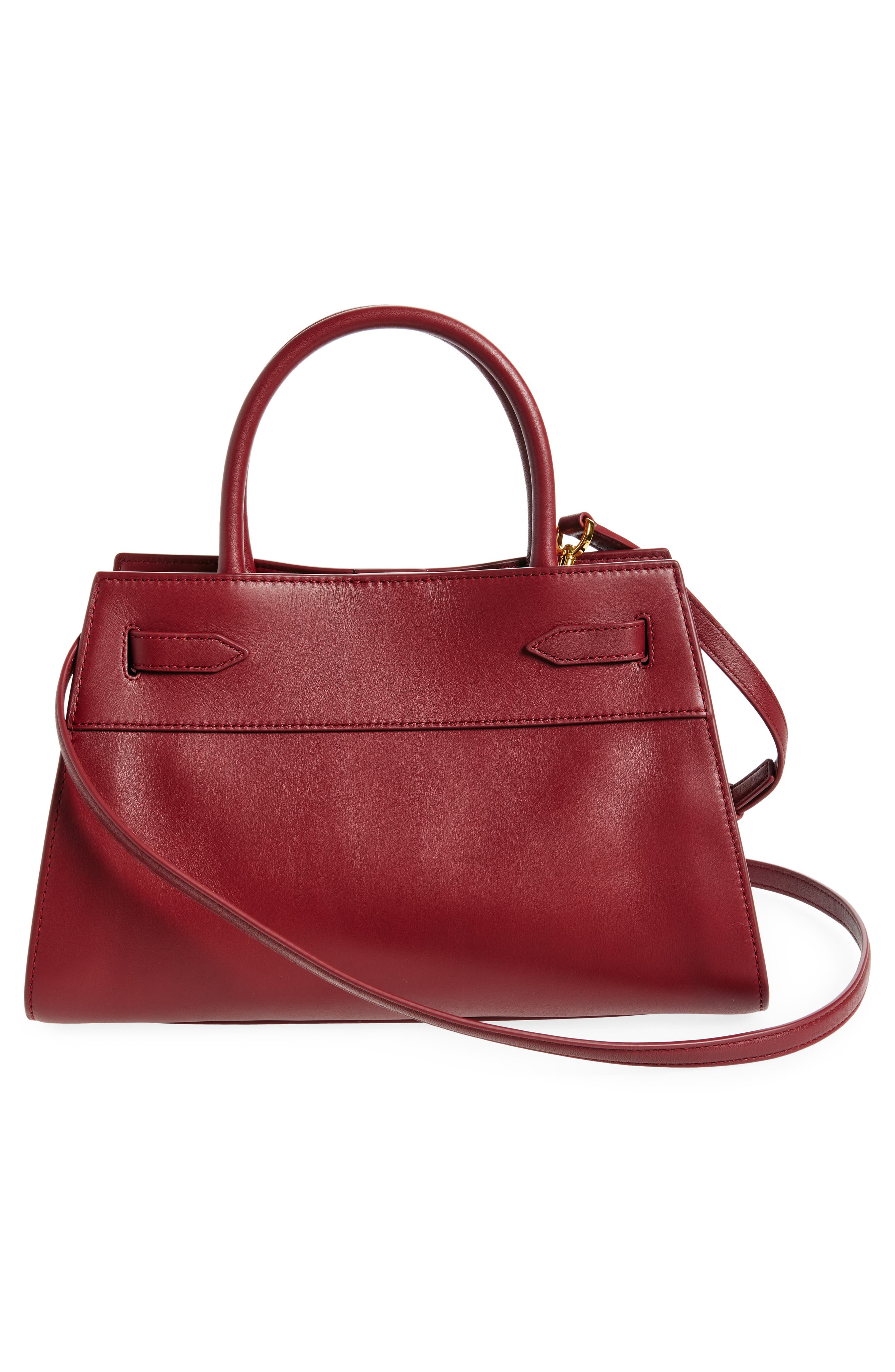 Veronica Beard Dash Leather Top Handle Bag, Alternate, color, Oxblood