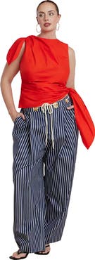 ELOQUII Striped Pant With Rope Belt