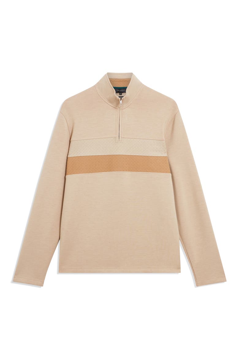 Viktoro Chest Stripe Quarter Zip Pullover, Alternate, color, TAUPE