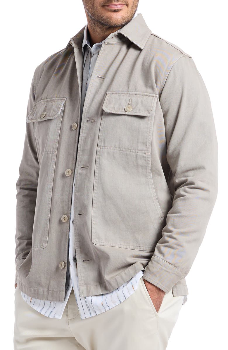 Robert Graham Guston Woven Cotton Shirt Jacket, Alternate, color, Cement