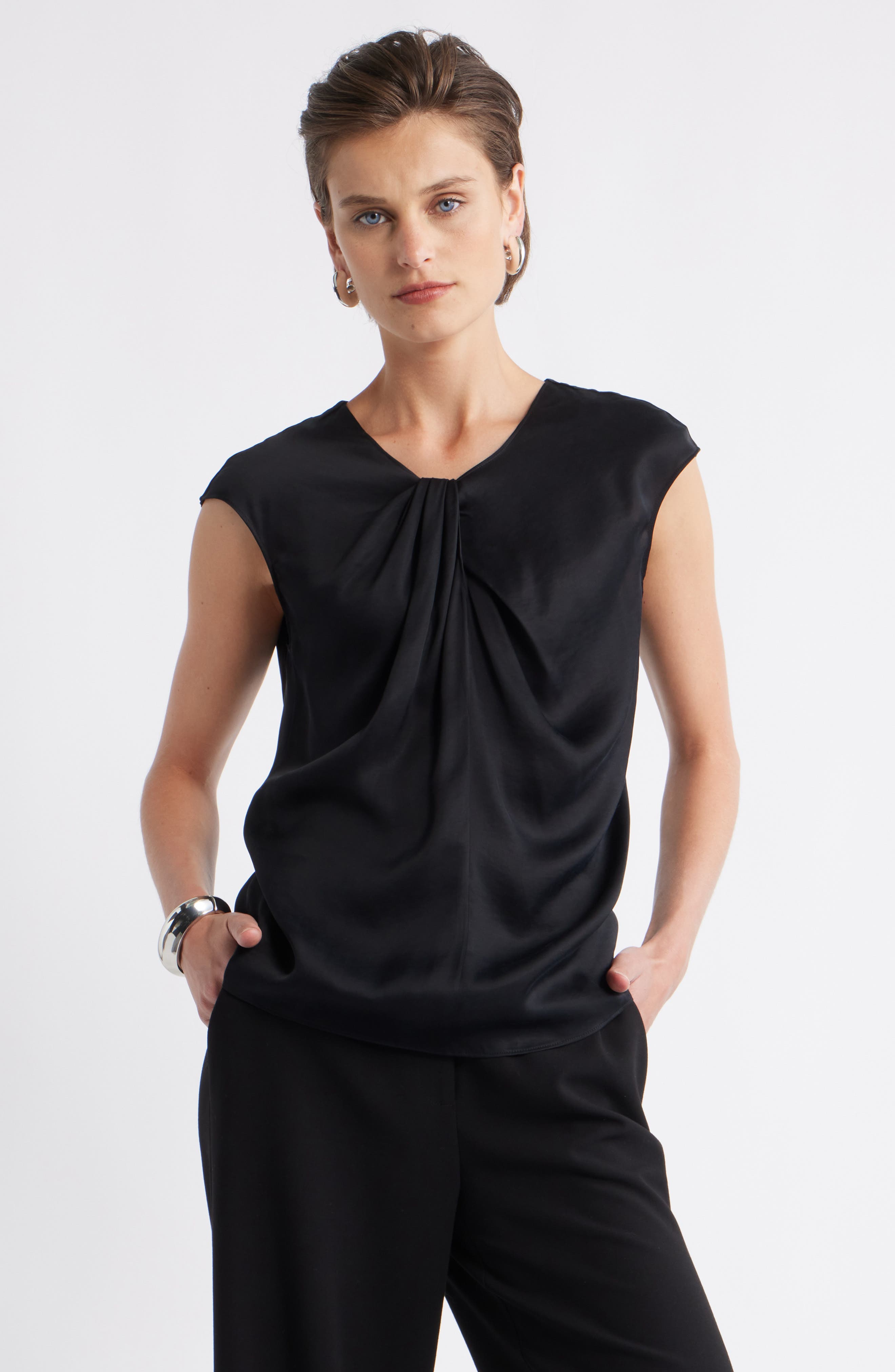 Nordstrom Twist Front Satin Top