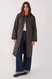 NASTY GAL Longline Cord Collar Wax Effect Coat