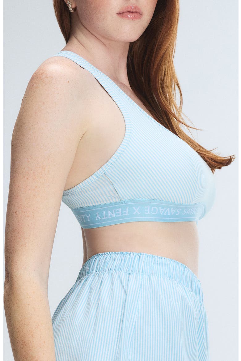 Stretch Cotton Essentials Bralette, Alternate, color, BEACHY BLUE LINE BY LINE PRINT