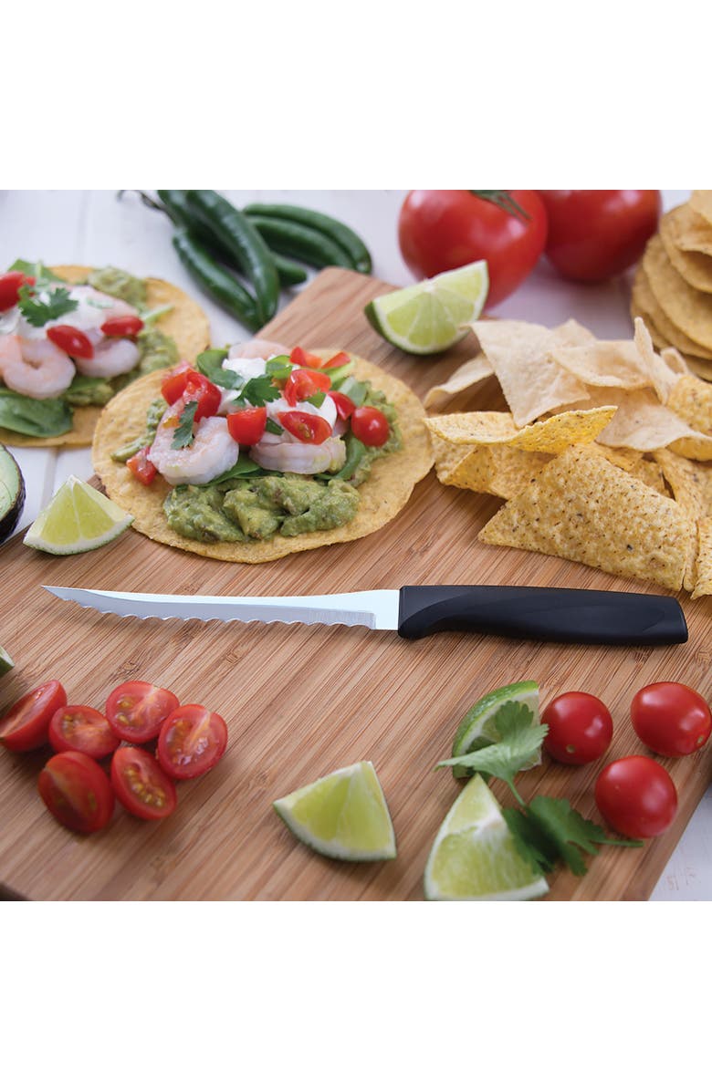 Rada Cutlery 5-Inch Tomato Slicer Serrated Stainless Blade Anthem Wave Handle, Alternate, color, Black