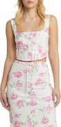 WAYF Romeo Floral Linen Blend Crop Top