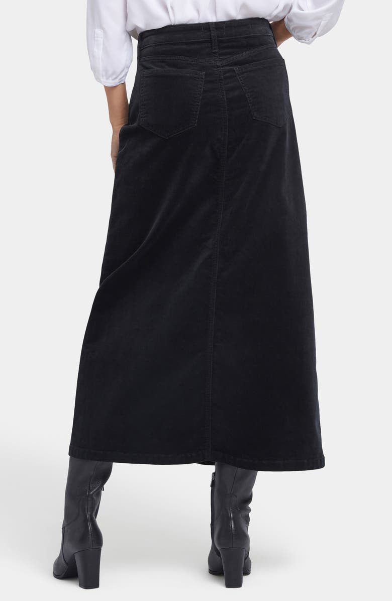 NYDJ High Waist Slit Front Corduroy Maxi Skirt, Alternate, color, Black