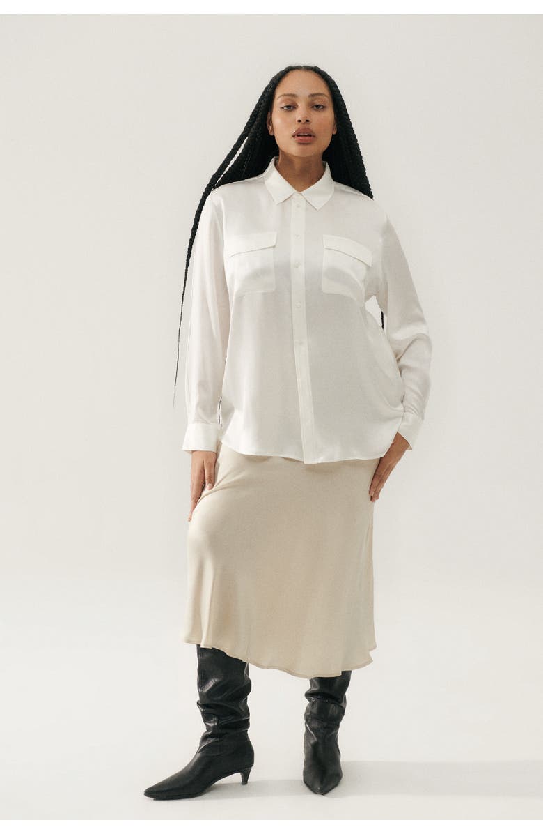 SILK LAUNDRY LONG BIAS CUT SKIRT HAZELNUT, Main, color, Hazelnut