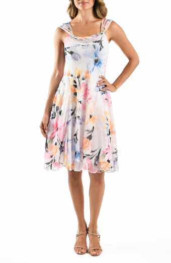 Komarov Scarf Charmeuse & Chiffon Cocktail Dress