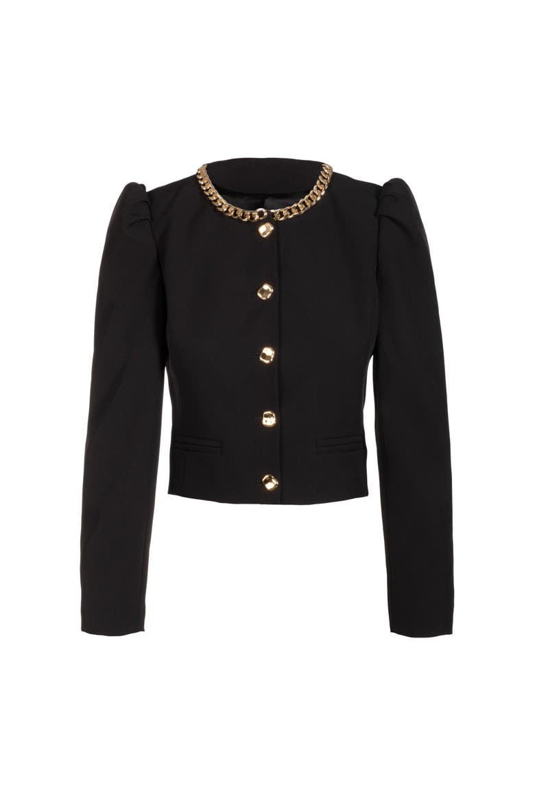 Chiara Crystal Embellished Tweed Jacket, Alternate, color, Black