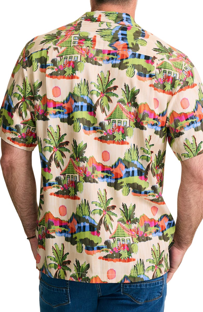 Tommy Bahama Cabana Skies Short Sleeve Silk Button-Up Shirt, Alternate, color, Palm Moss