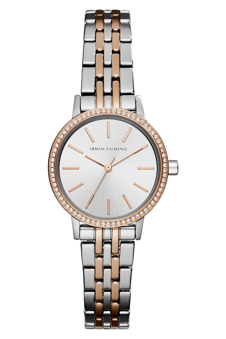 Crystal Two-Tone Bracelet Watch, 30mm, Main, color, SILVER