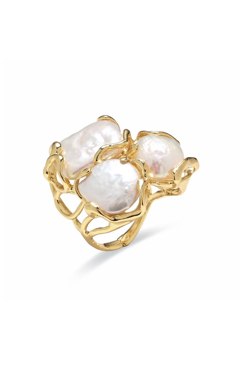 Valentina Freshwater Pearl Cluster Ring, Main, color, GOLD