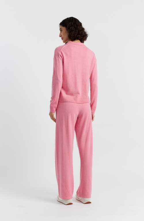 Chinti & Parker Split-neck Sweater In Punch Pink
