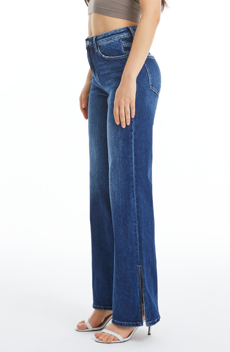 Bayeas High Waist Wide Leg Slit Hem Jeans, Alternate, color,