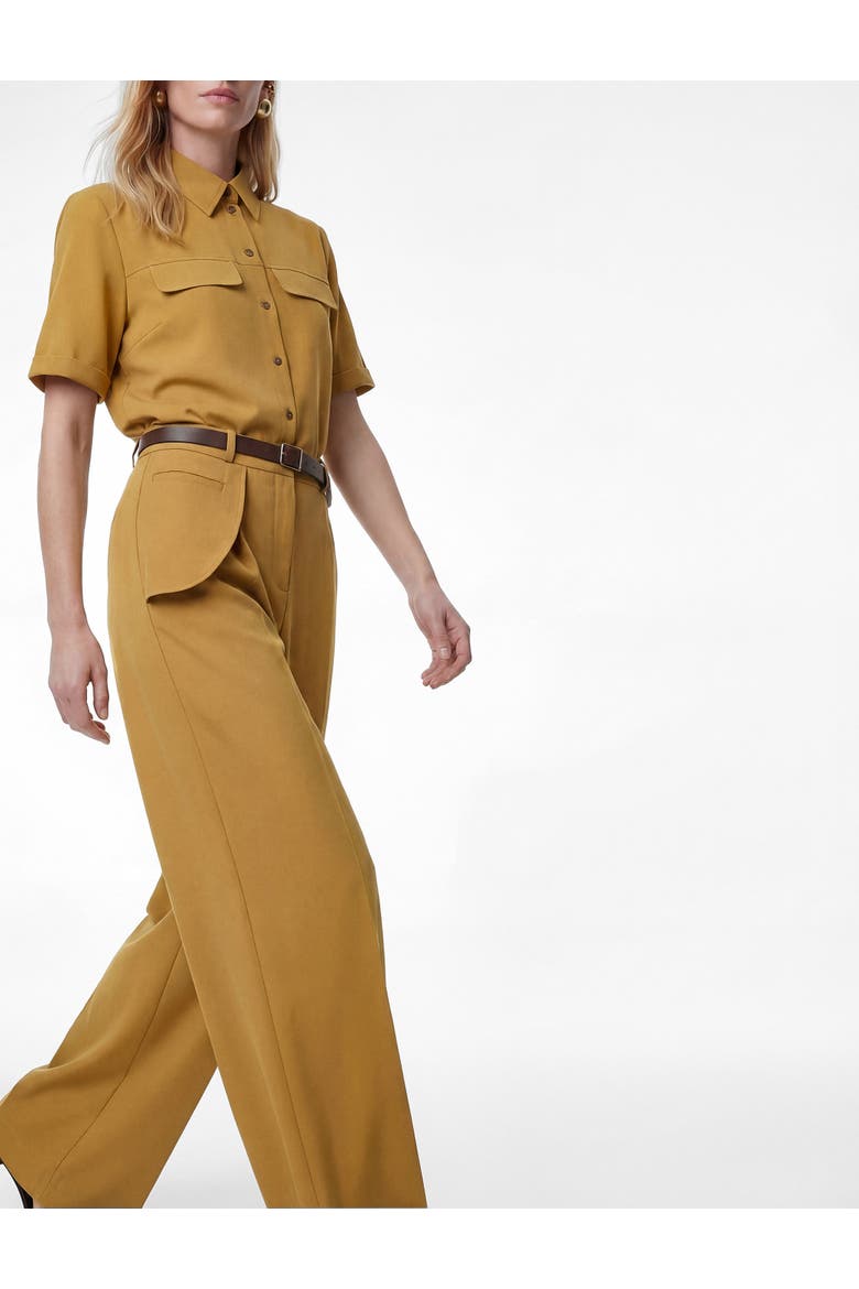 Wide Leg Belted Trousers with Pocket Detail, Alternate, color, KHAKI