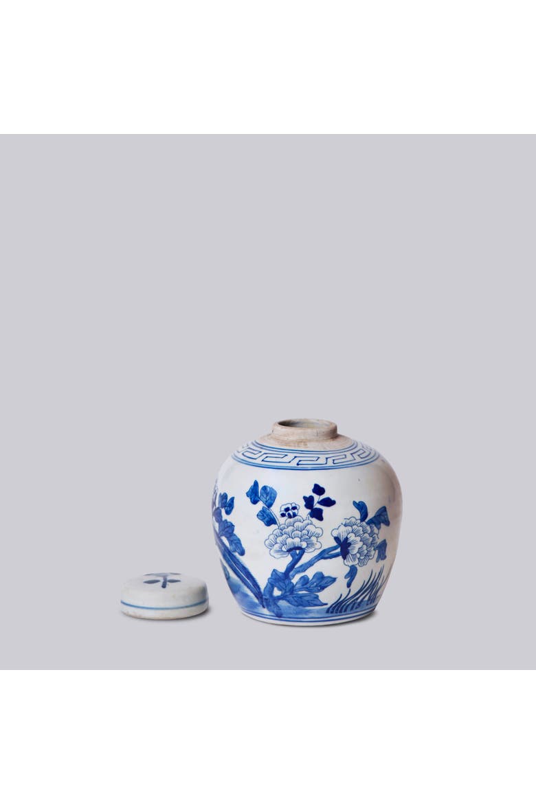 Porcelain Pheasant Lidded Round Storage Jar, Alternate, color, Blue + White