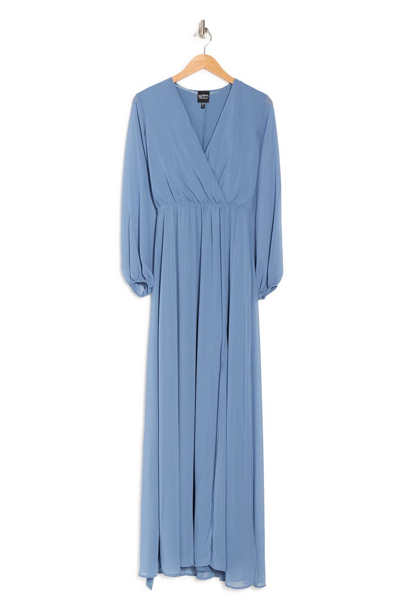 Marina Surplice Long Sleeve Chiffon Maxi Dress, Alternate, color, 