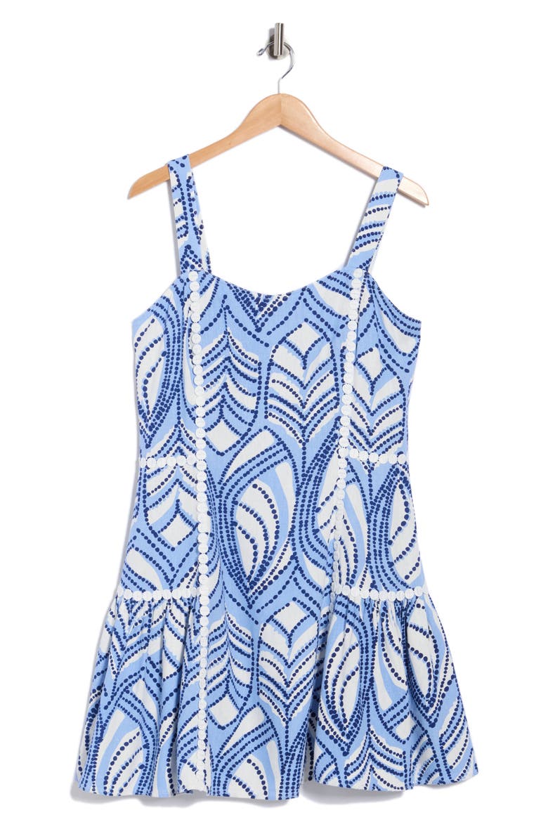 Dot Lace Trim Minidress, Alternate, color, BLUE COASTAL GEO