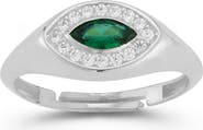 SPHERA MILANO Rhodium Plate Marquise Cut CZ Signet Ring