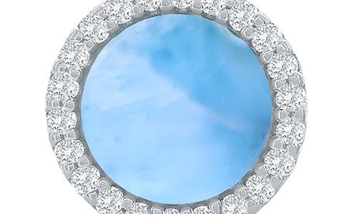 Simona Sterling Silver Round Larimar & Cubic Zirconia Halo Stud Earrings In Blue