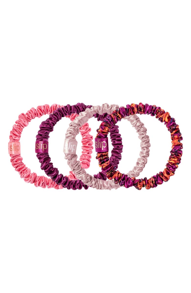 slip Moonflower Ornament Pure Silk Skinny Scrunchie Set, Alternate, color, Moonflower Nights
