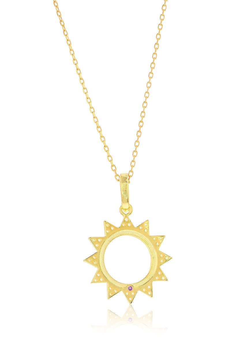Cubic Zirconia Sunburst Pendant Necklace, Alternate, color, YELLOW