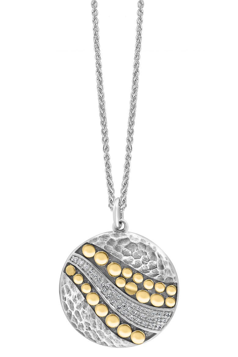 Two Tone Diamond Pavé Pendant Necklace - 0.10ctw, Alternate, color, SILVER