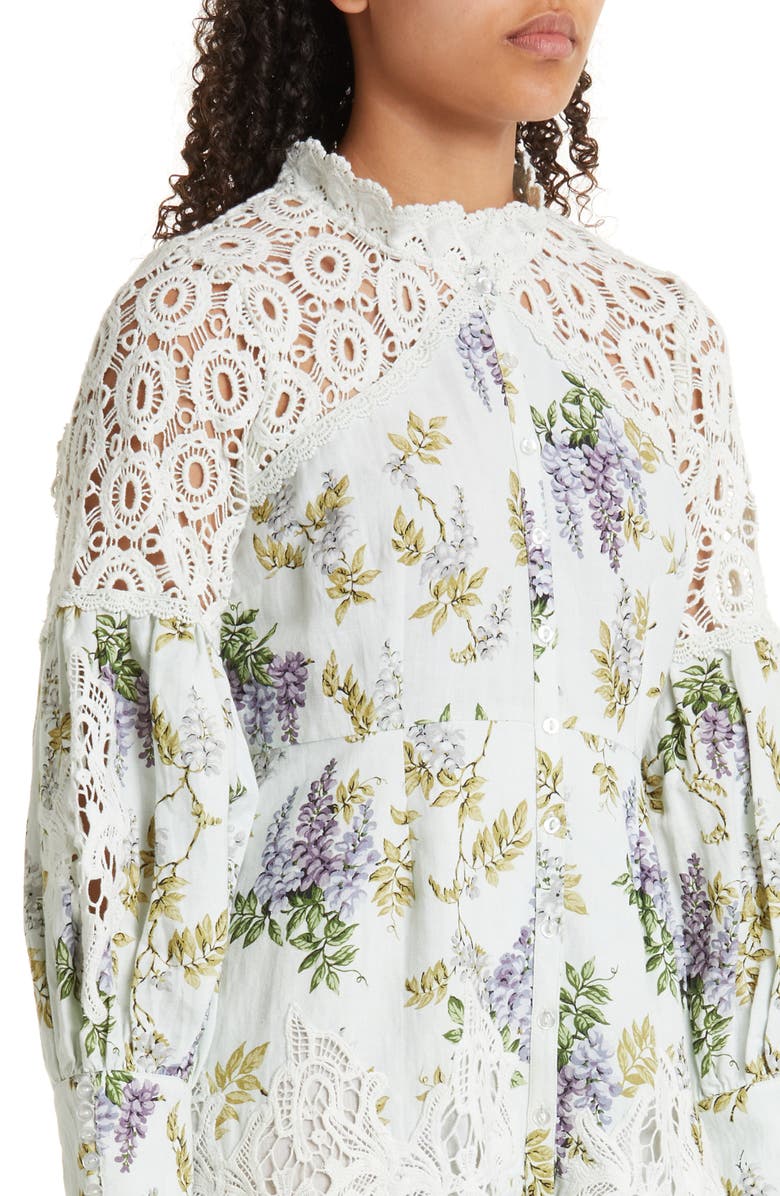 byTiMo Linen Blend Long Sleeve Minidress, Alternate, color, Wallpaper