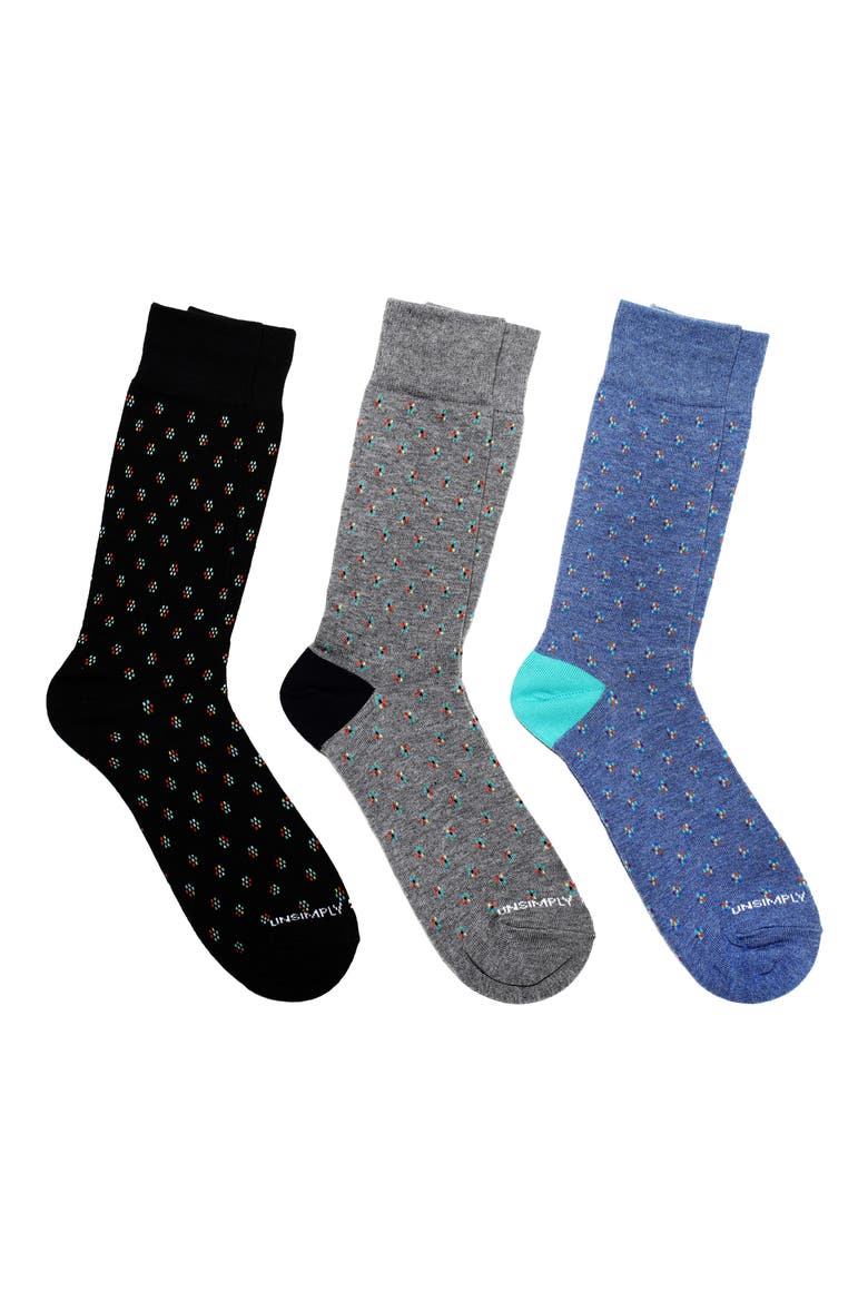 Assorted 3-Pack of Crew Socks, Main, color, BLACK MULTI