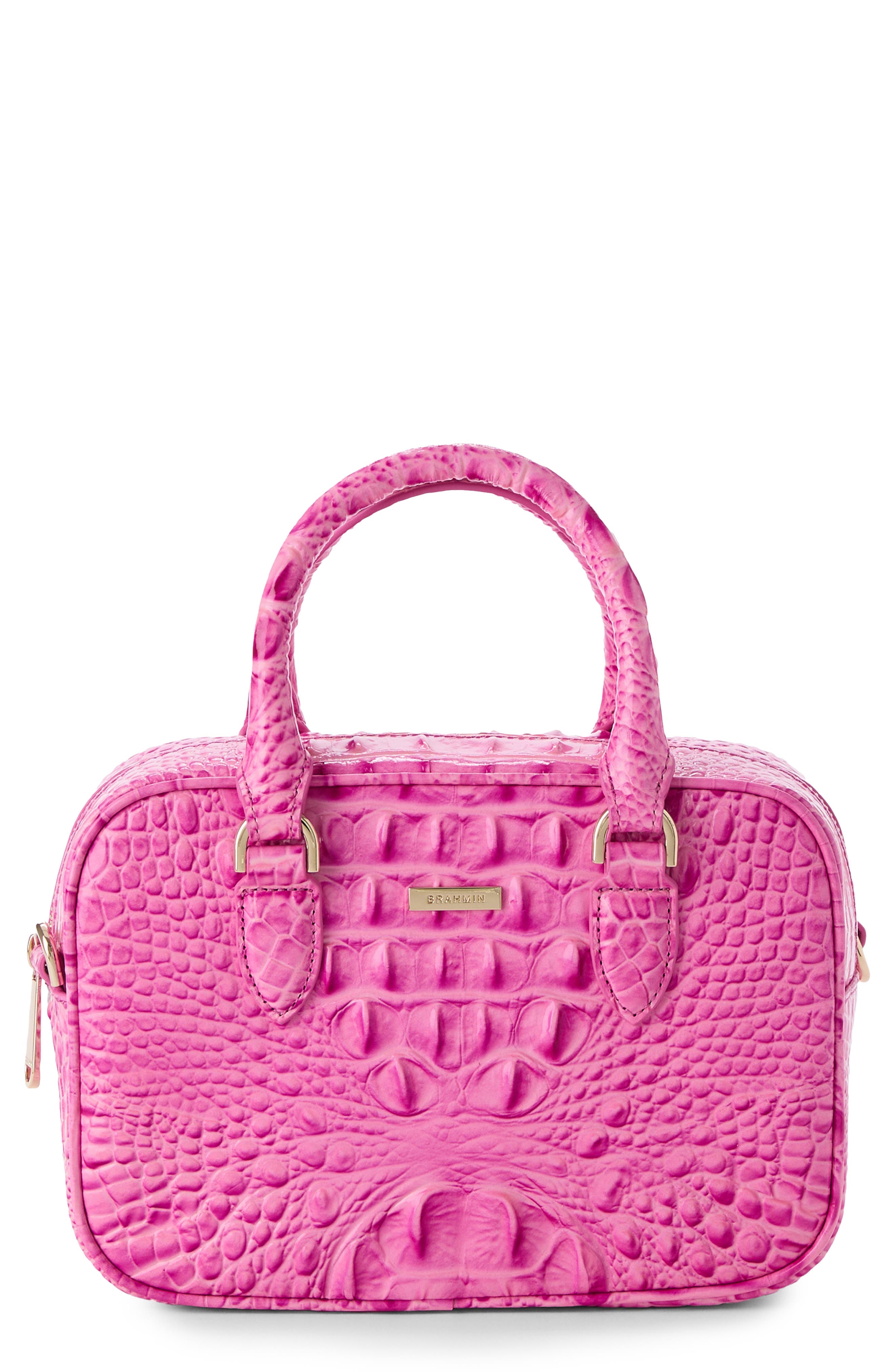Brahmin Mara Croc Embossed Leather Top Handle Bag, Main, color, 