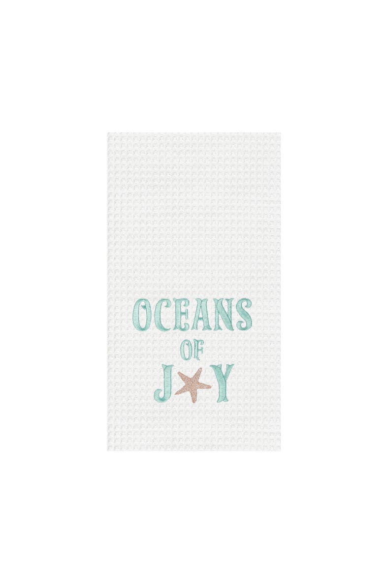 Oceans of Joy Embroidered Coastal Christmas Towel, Main, color, Blue
