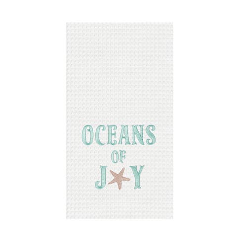 Oceans of Joy Embroidered Coastal Christmas Towel