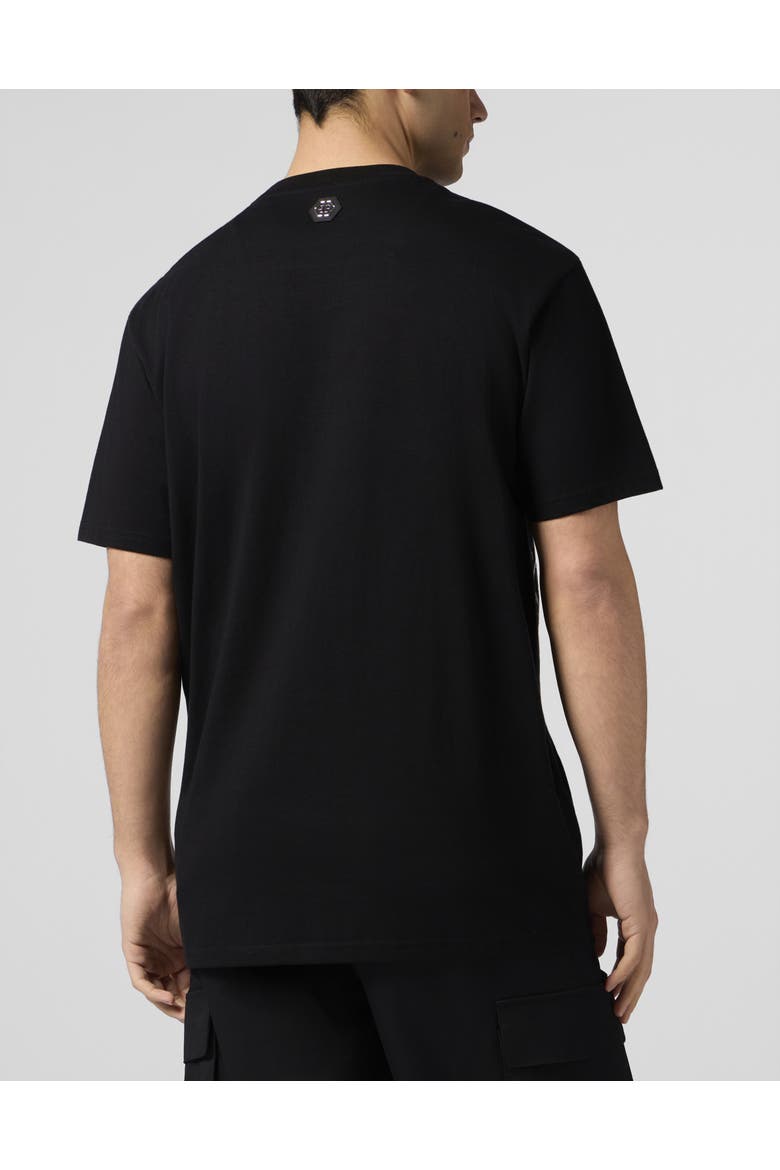 Round Neck T-shirt Wind Rose Skull Stones Men, Alternate, color, black