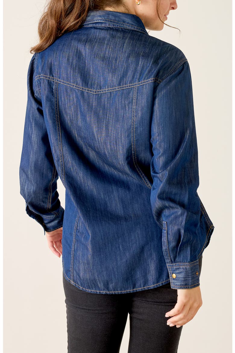 Margot Button Up Shirt, Alternate, color, Night Rain