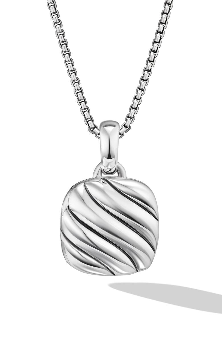 David Yurman Sculpted Cable Sterling Silver Square Locket, 14.5mm, Main, color, Sterling Silver