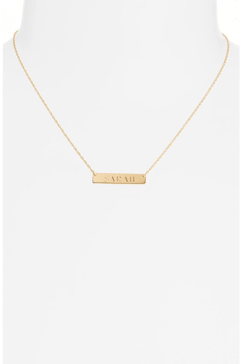 'Block Font' Personalized Bar Pendant Necklace, Alternate, color, GOLD