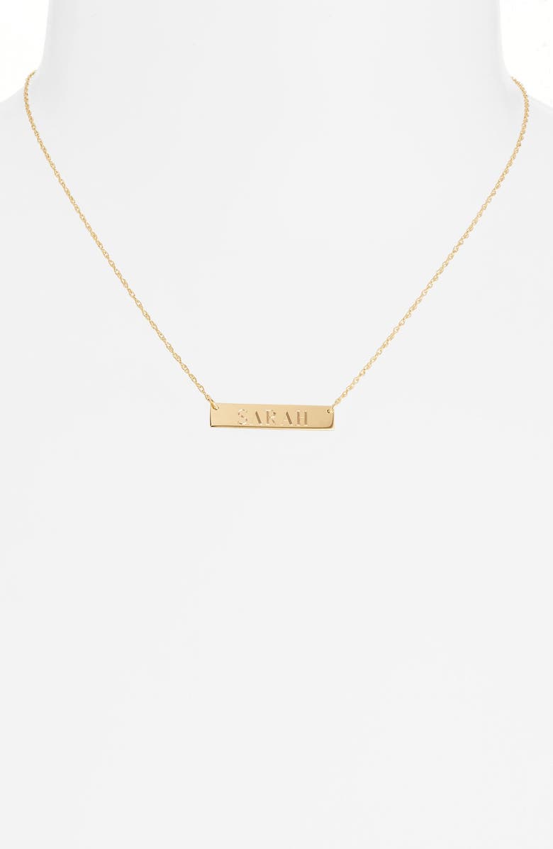 Moon and Lola 'Block Font' Personalized Bar Pendant Necklace, Alternate, color,