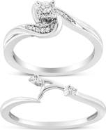 Haus of Brilliance Silver 1/10 Cttw Diamond Swirl and Bypass Bridal Set Ring and Band