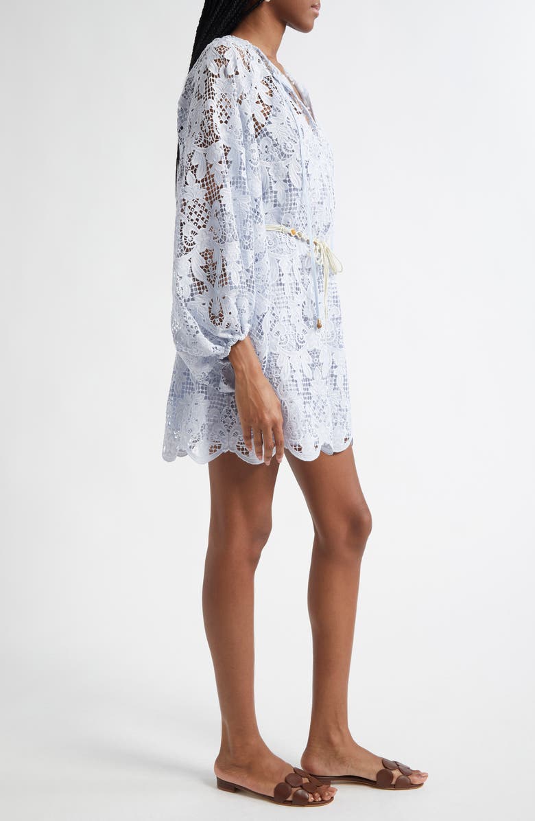 Zimmermann Coco Long Sleeve Guipure Lace Dress, Alternate, color, Powder Blue