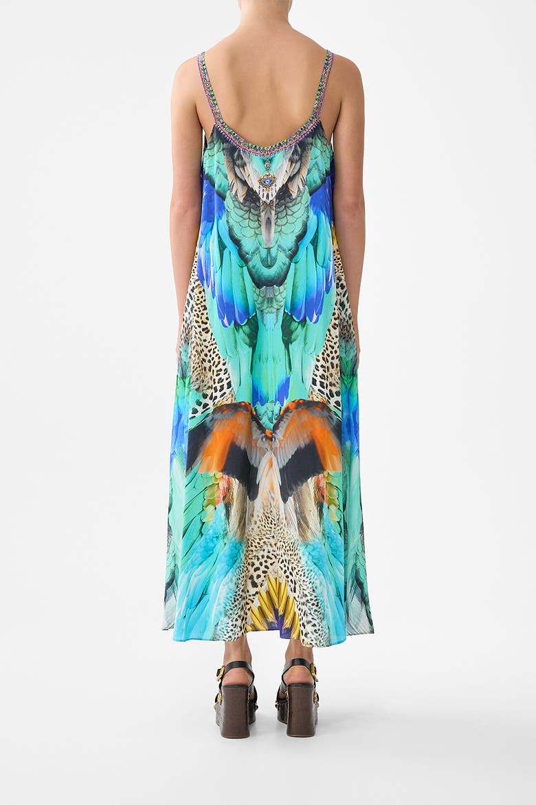 V Neck Midi Slip Dress, Alternate, color, Jungle Flight