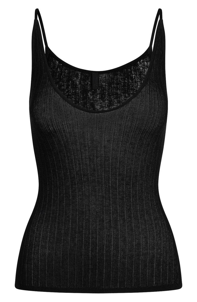SKIMS Sheer Knit Plunge Tank, Alternate, color, Onyx