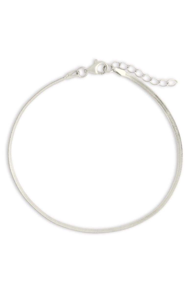 Sterling Forever Herringbone Chain Bracelet, Main, color, Silver