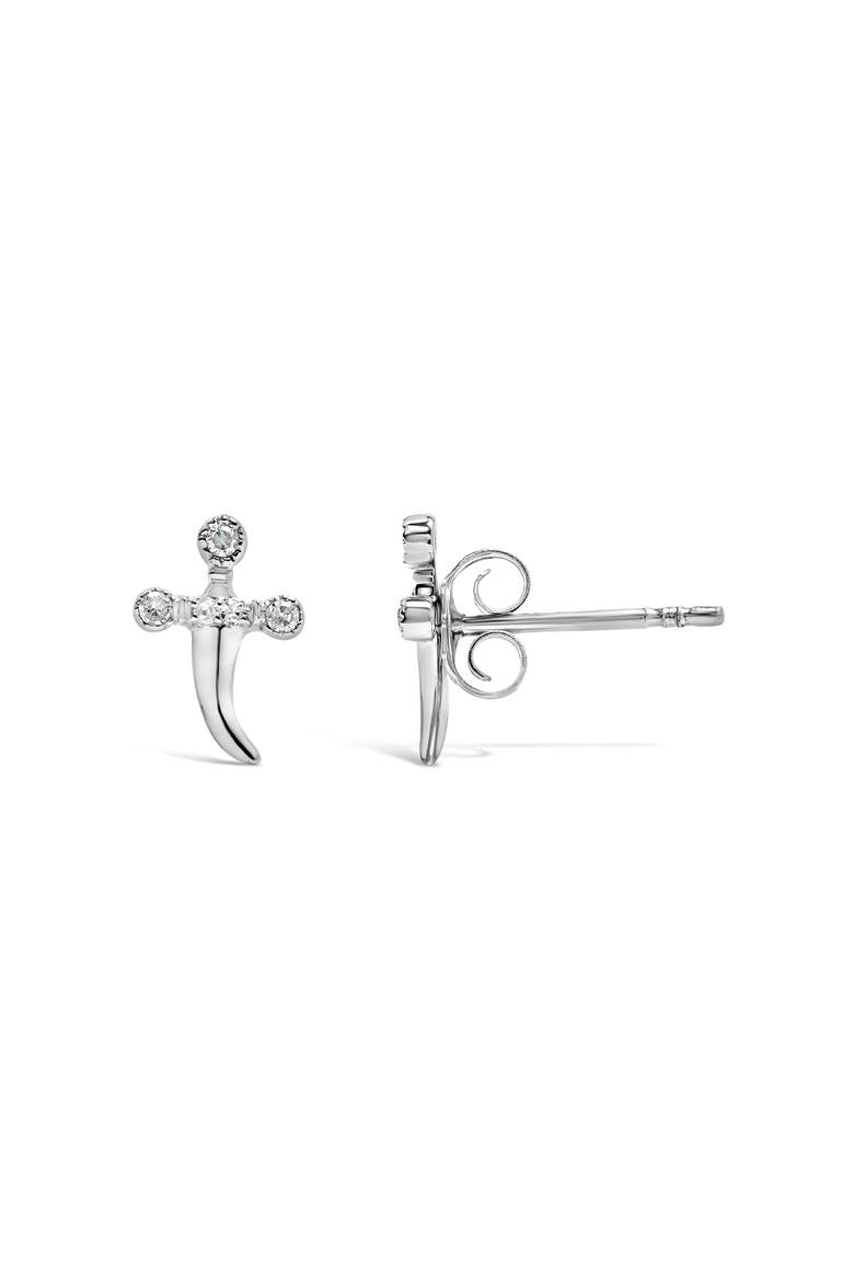.925 Sterling Silver Diamond Accent Knife Earrings, Alternate, color, White