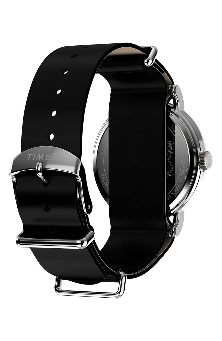 Timex<sup>®</sup> Peanuts<sup>®</sup> x Timex Weekender Snoopy 40mm Leather Strap Watch, Alternate, color, White/ Silver-Tone