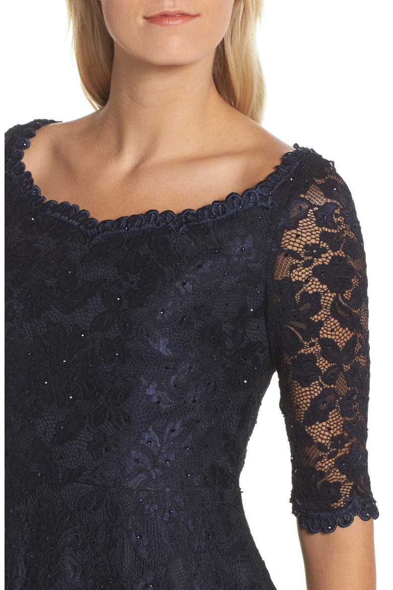 Fit & Flare Lace Dress, Alternate, color, NAVY
