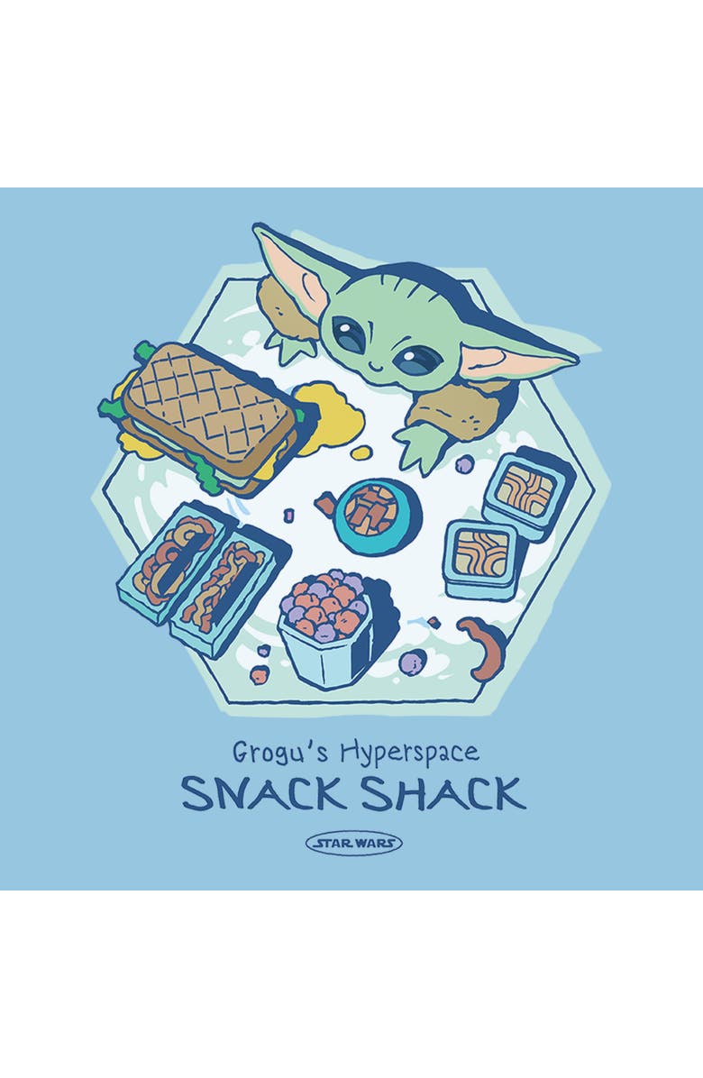 Star Wars: The Mandalorian and Grogu Boy's Star Wars The Mandalorian and Grogu The Child Hyperspace Snack Shack  Graphic T-Shirt, Alternate, color, Light Blue