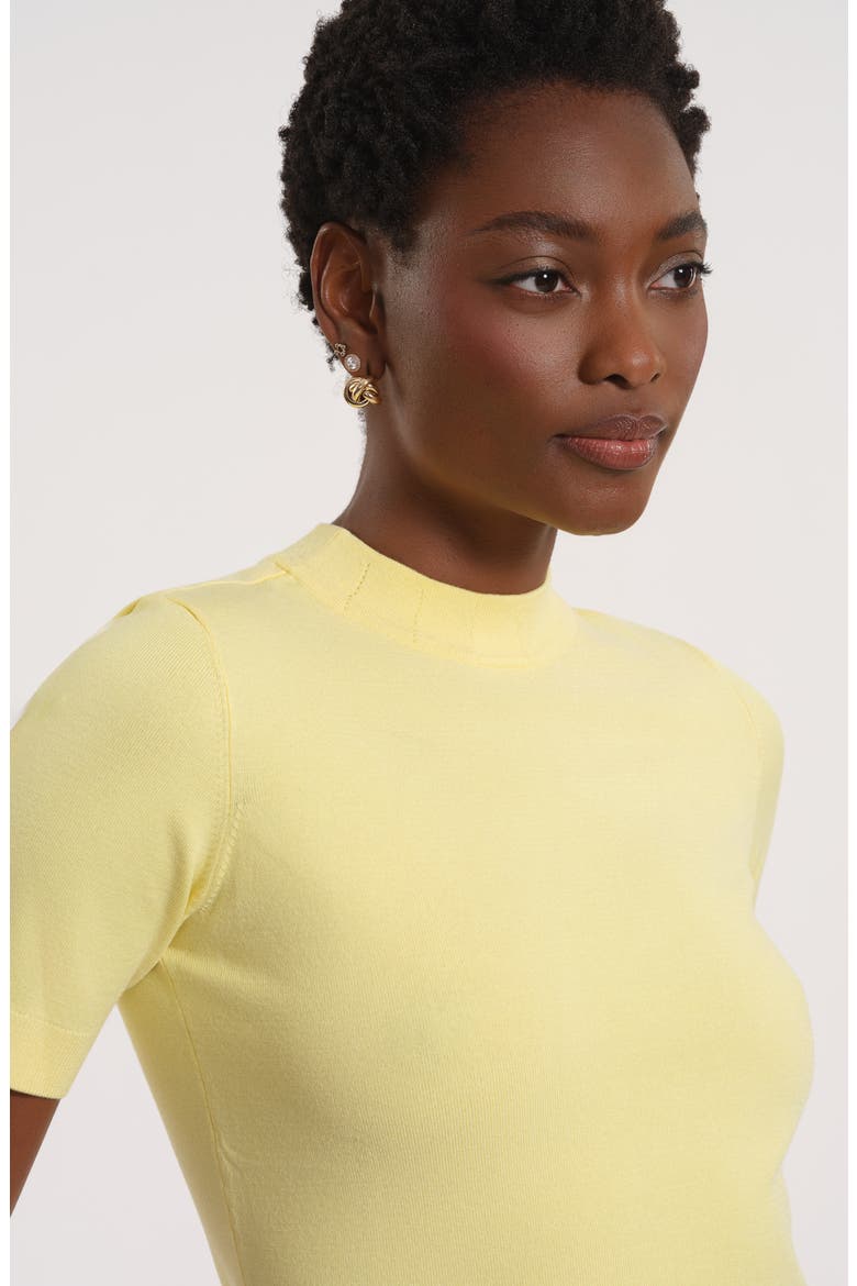 Mock Neck Short Sleeve Sweater, Alternate, color, BUTTER
